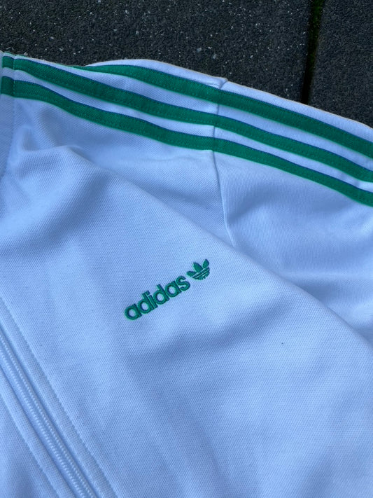 Vintage White Green Adidas Track Jacket - M