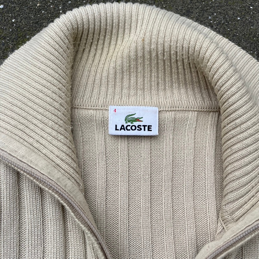 Vintage Creme Lacoste Knit Zip Up - M