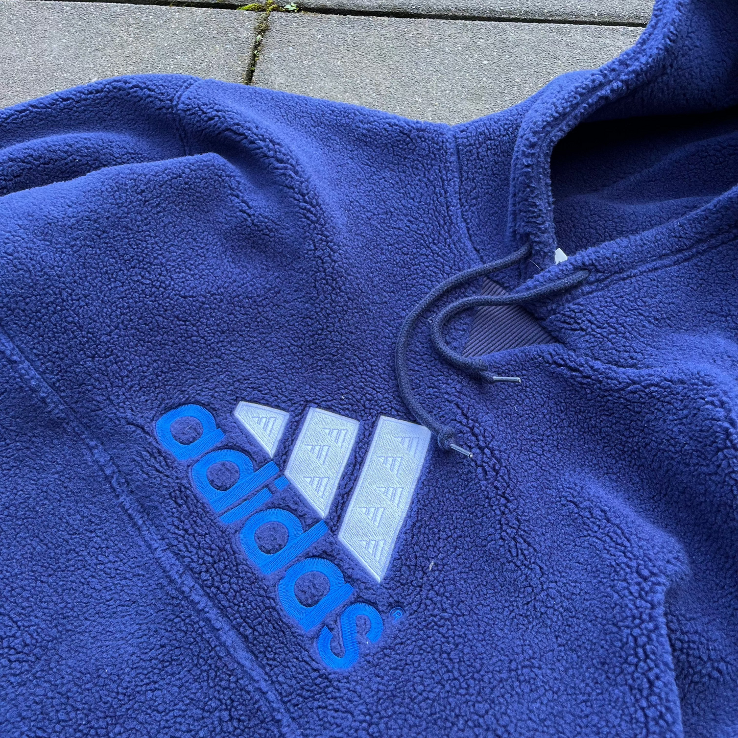 Vintage Blue Adidas Fleece Hoodie - L