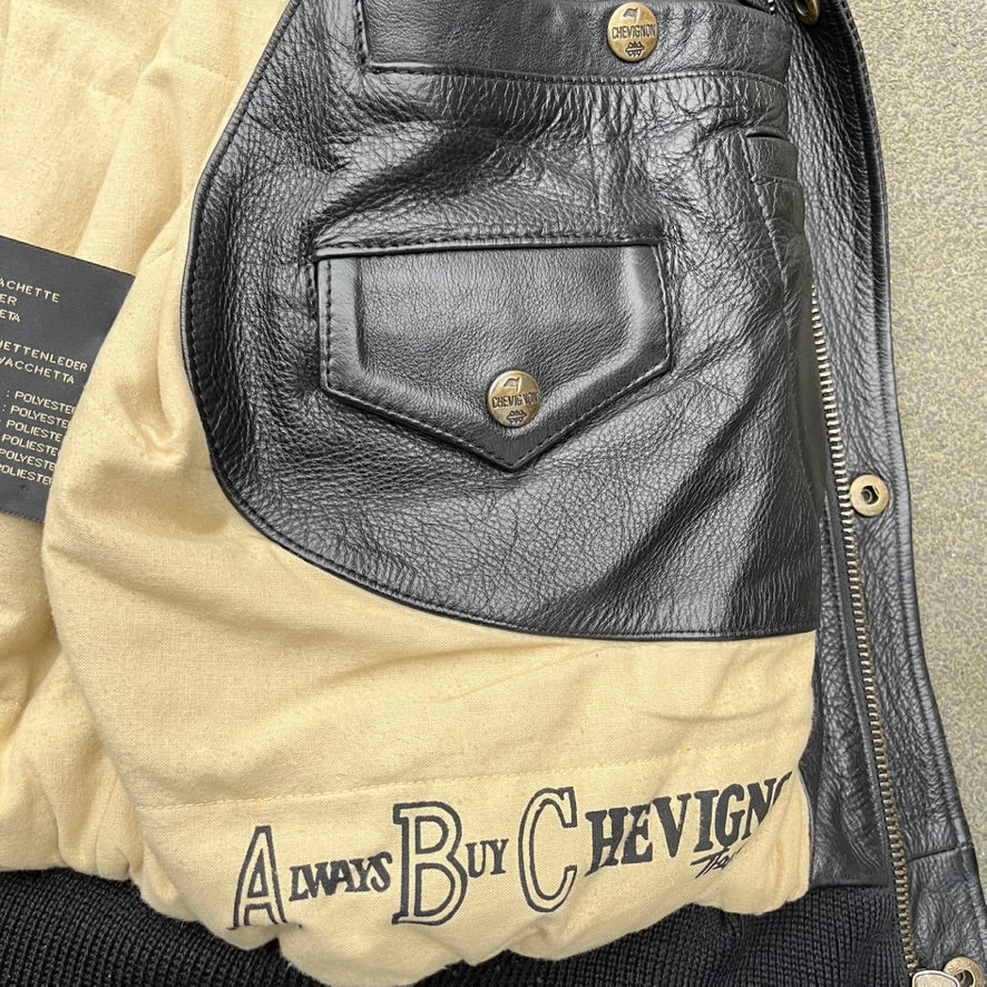 Vintage Black Chevignion Leather Jacket - L