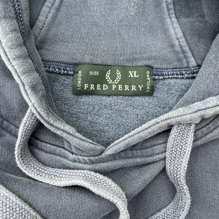 Vintage Grey Faded Fred Perry Hoodie - L