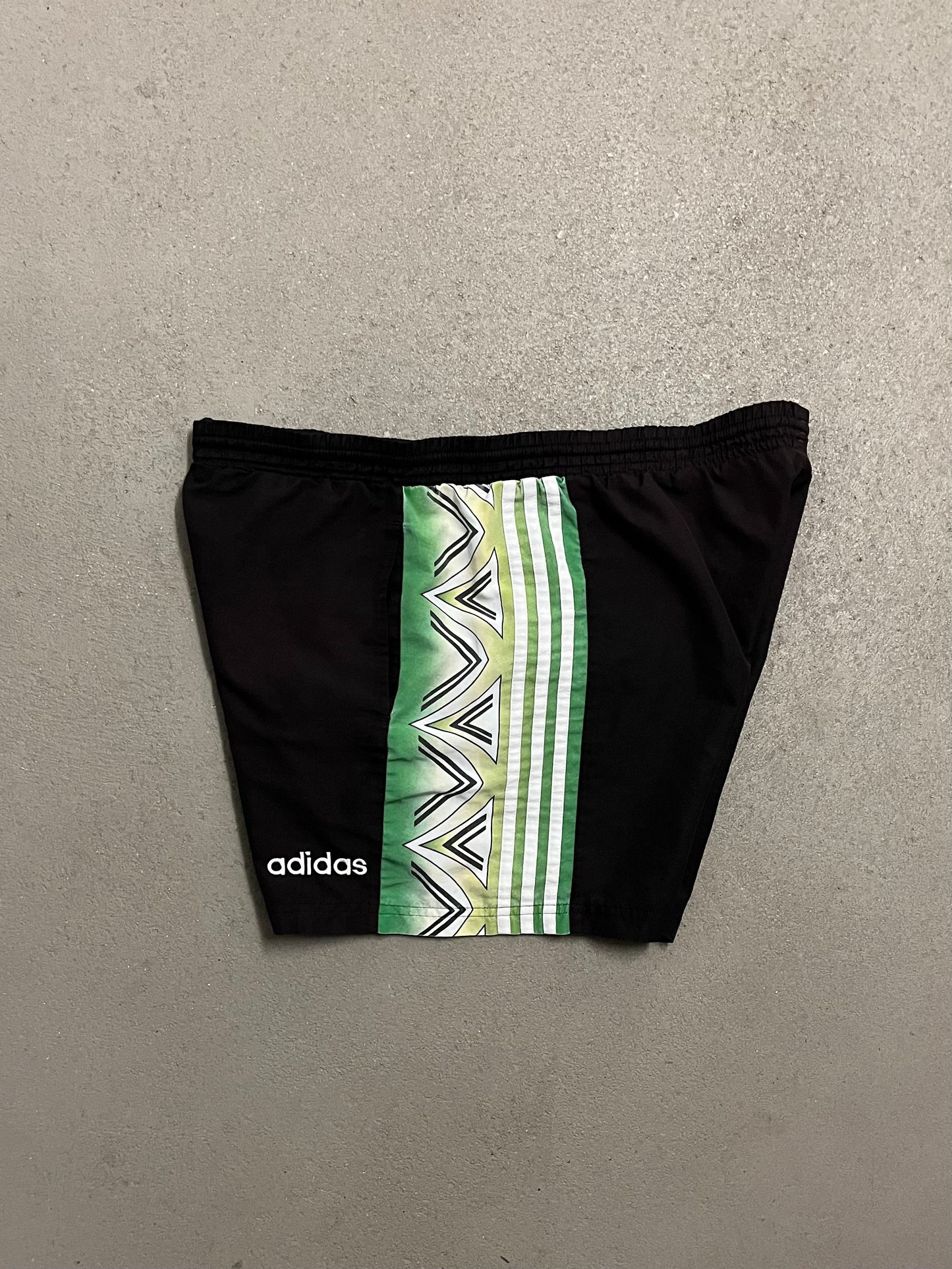 Vintage 90s Black Green Adidas Shorts - L