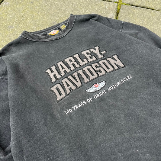 Vintage 2003 Black Faded Harley Davidson Sweater - XL