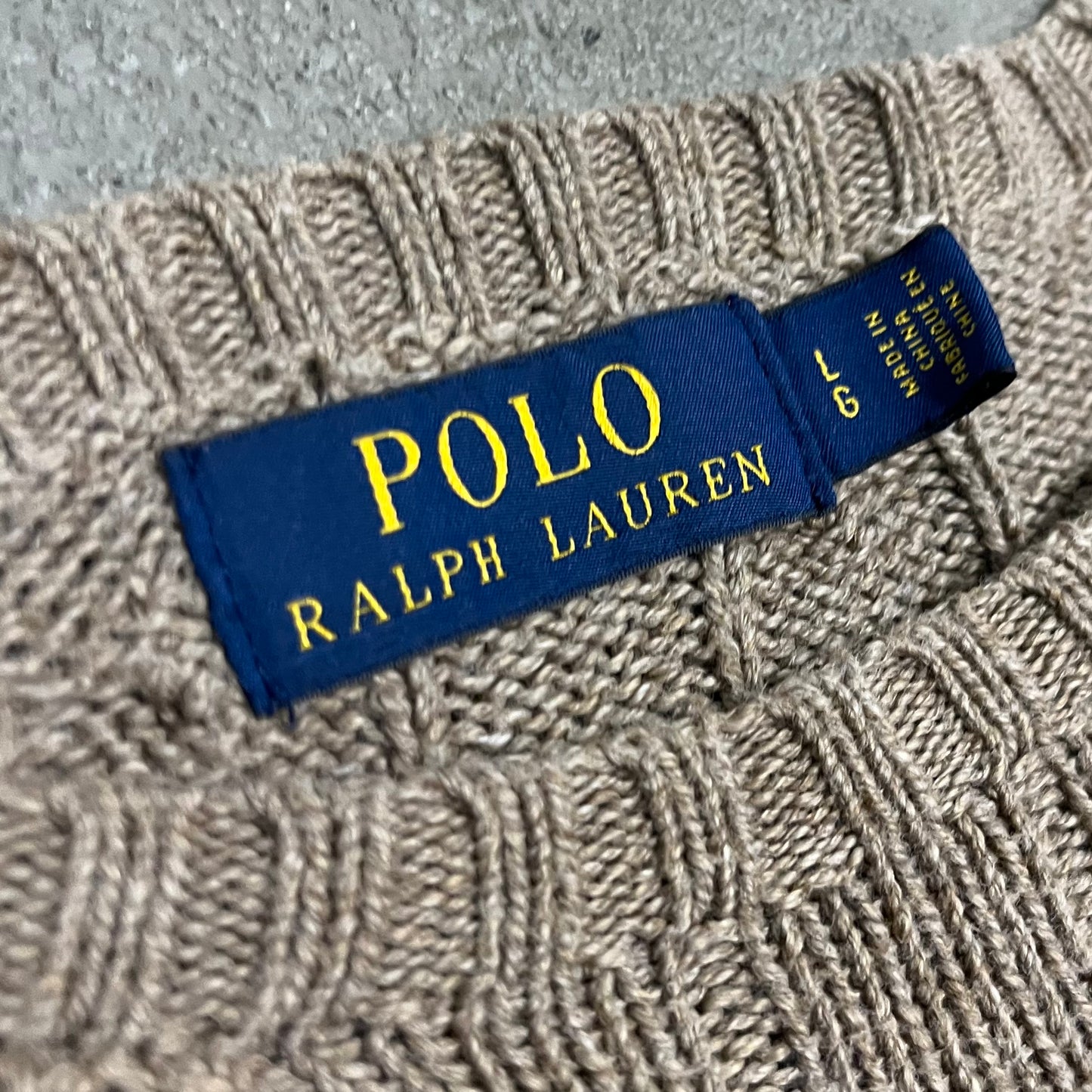 Brown Ralph Lauren Cable Knit Sweater - L