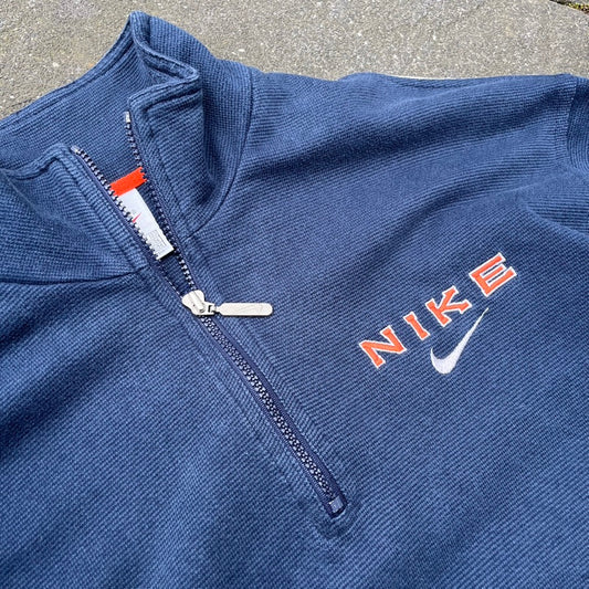 Vintage Blue Nike Half Zip Sweater - L