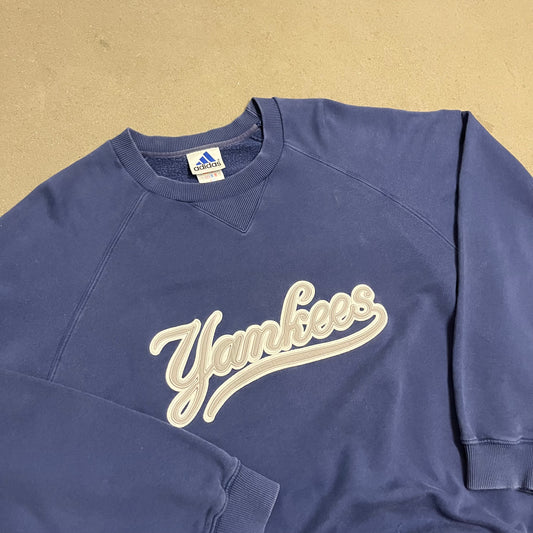 Vintage 90s Blue Adidas New York Yankees Sweater - M