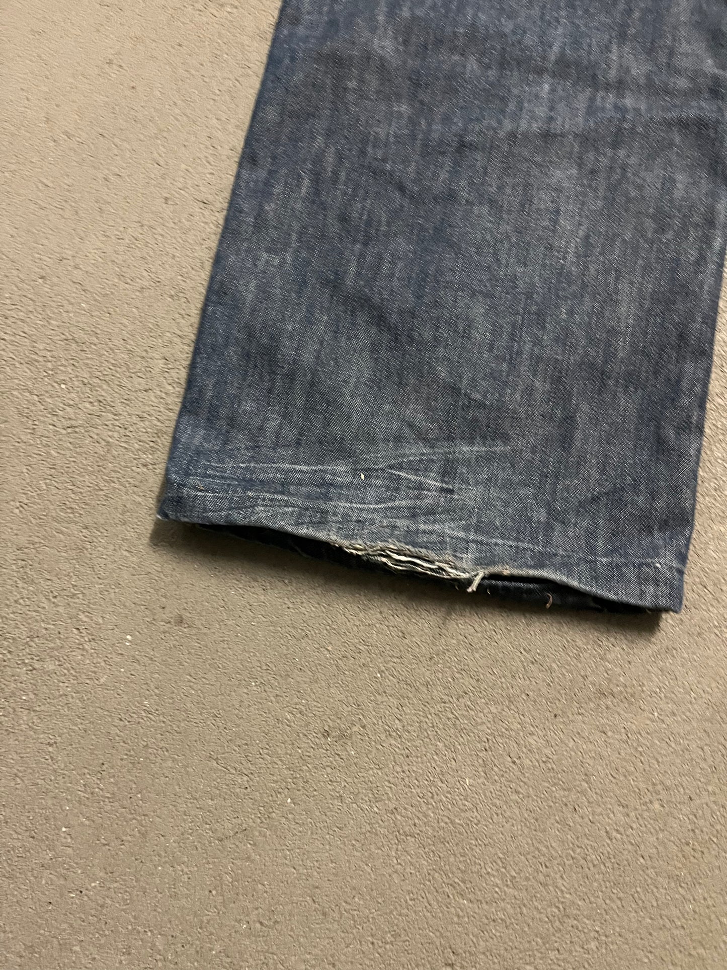 Vintage Y2K Blue Fishbone Baggy Jeans - 36/32