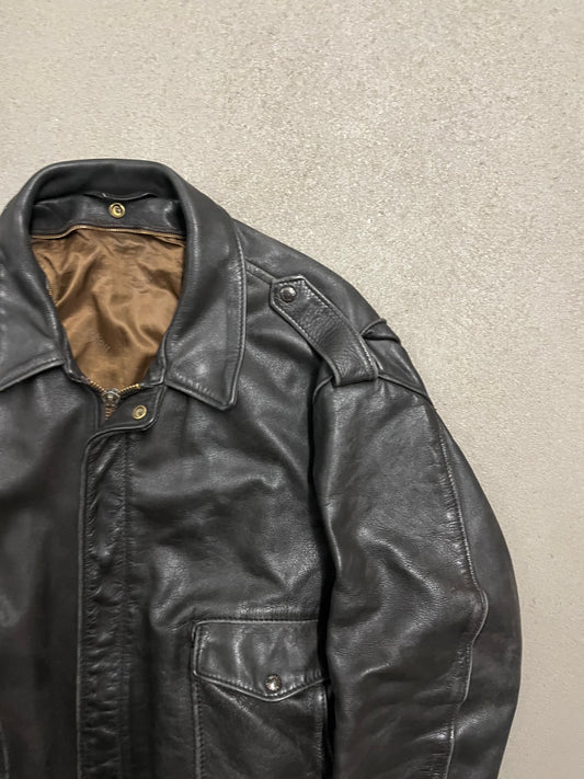 Vintage Brown Faded Schott Flight Leather Jacket - L