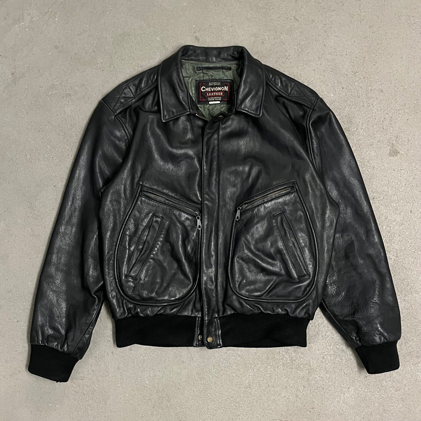 Vintage Black Chevignon Leather Jacket - M
