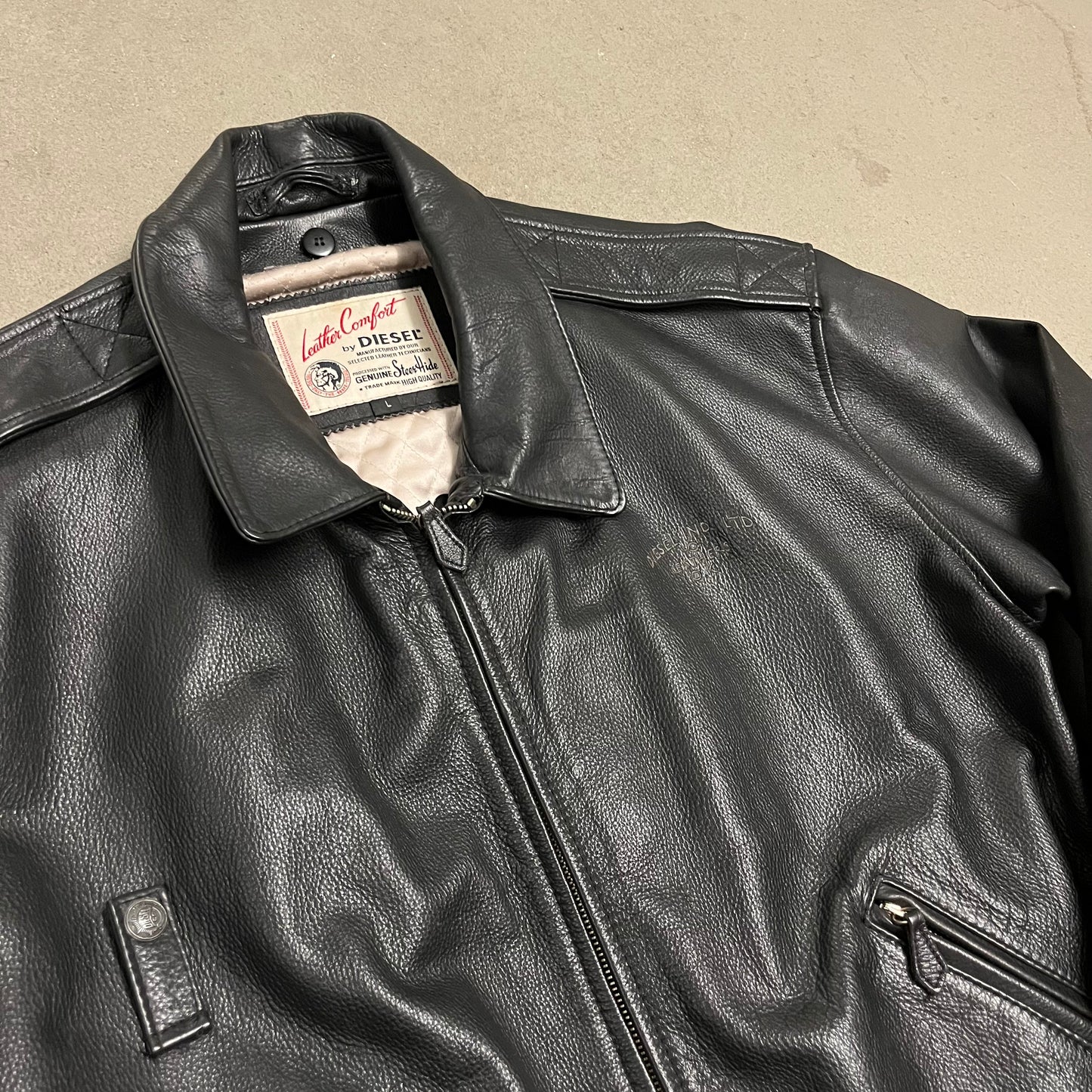 Vintage Black Diesel Leather Jacket - M