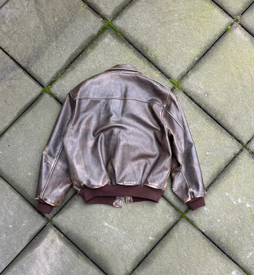 Vintage Brown Faded Chevignon Leather Jacket - L
