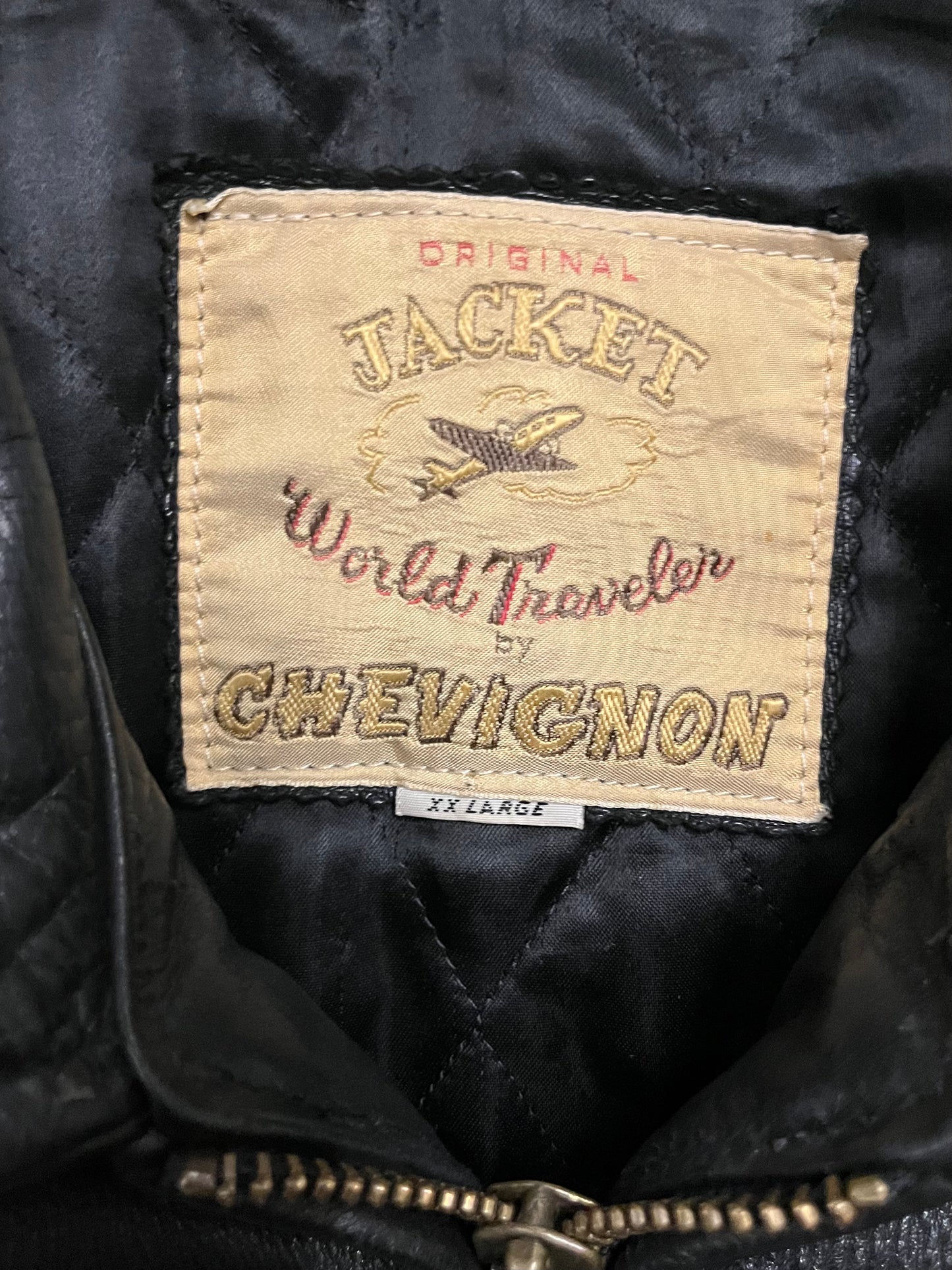 Vintage Black Chevignon Leather Jacket - XL