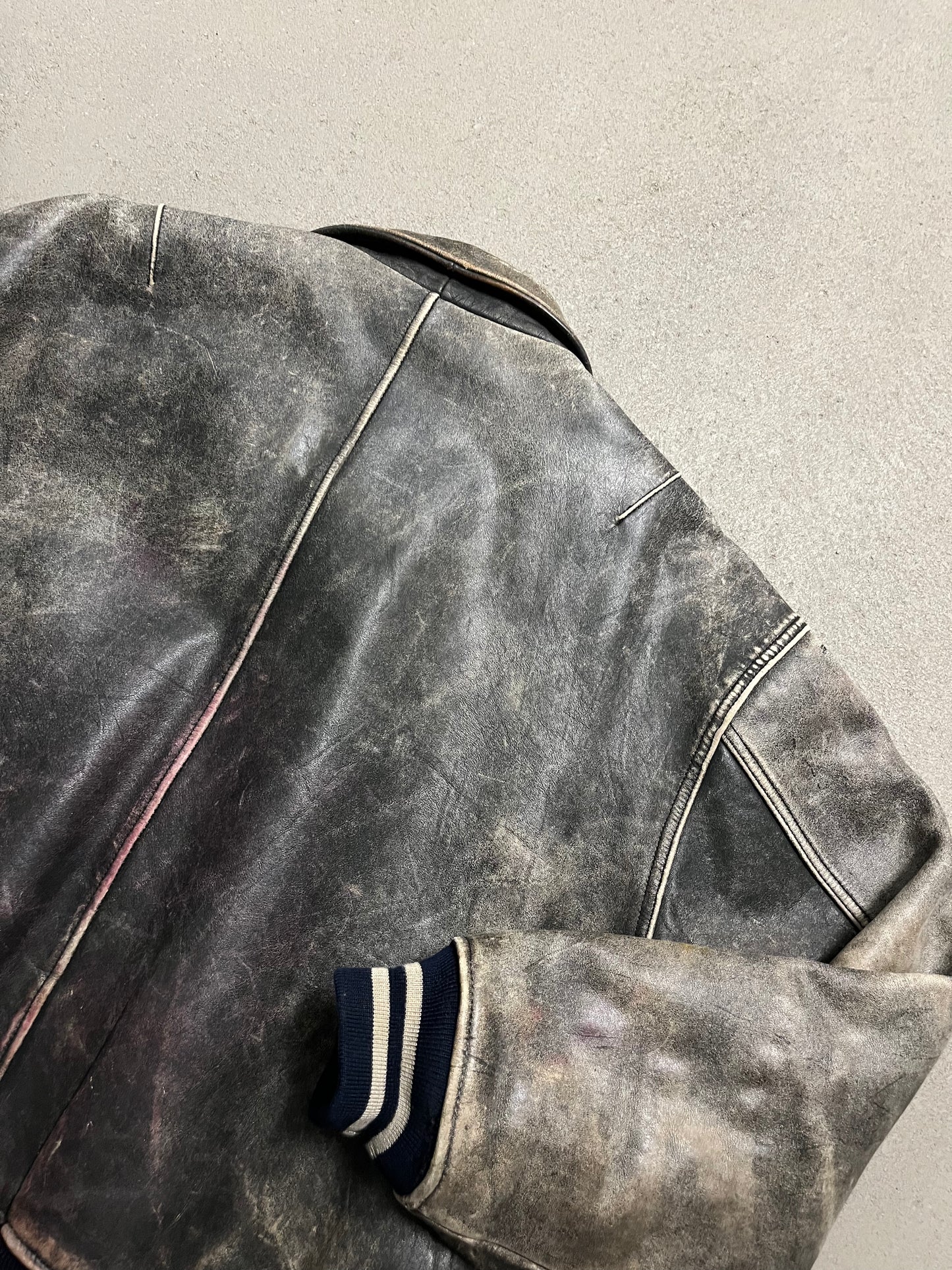 Vintage Brown Faded Diesel Leather Jacket - L