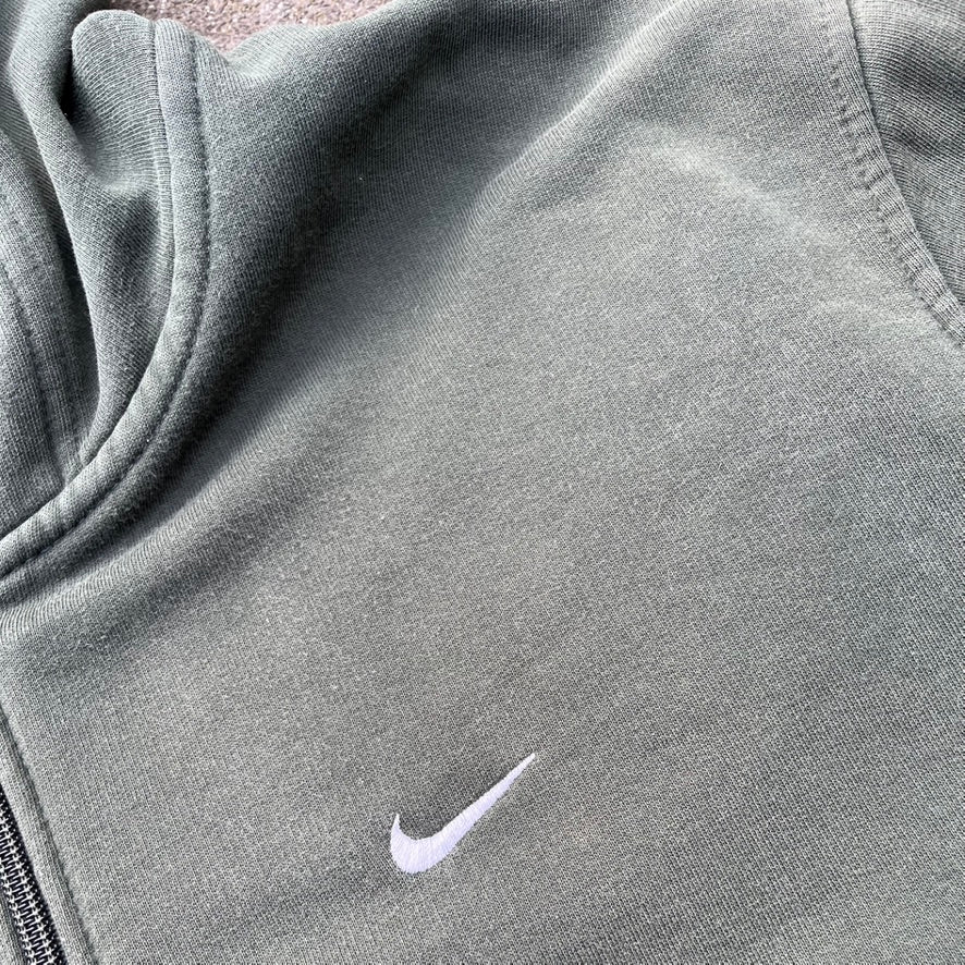 Vintage Green Faded Nike Zip Hoodie - L