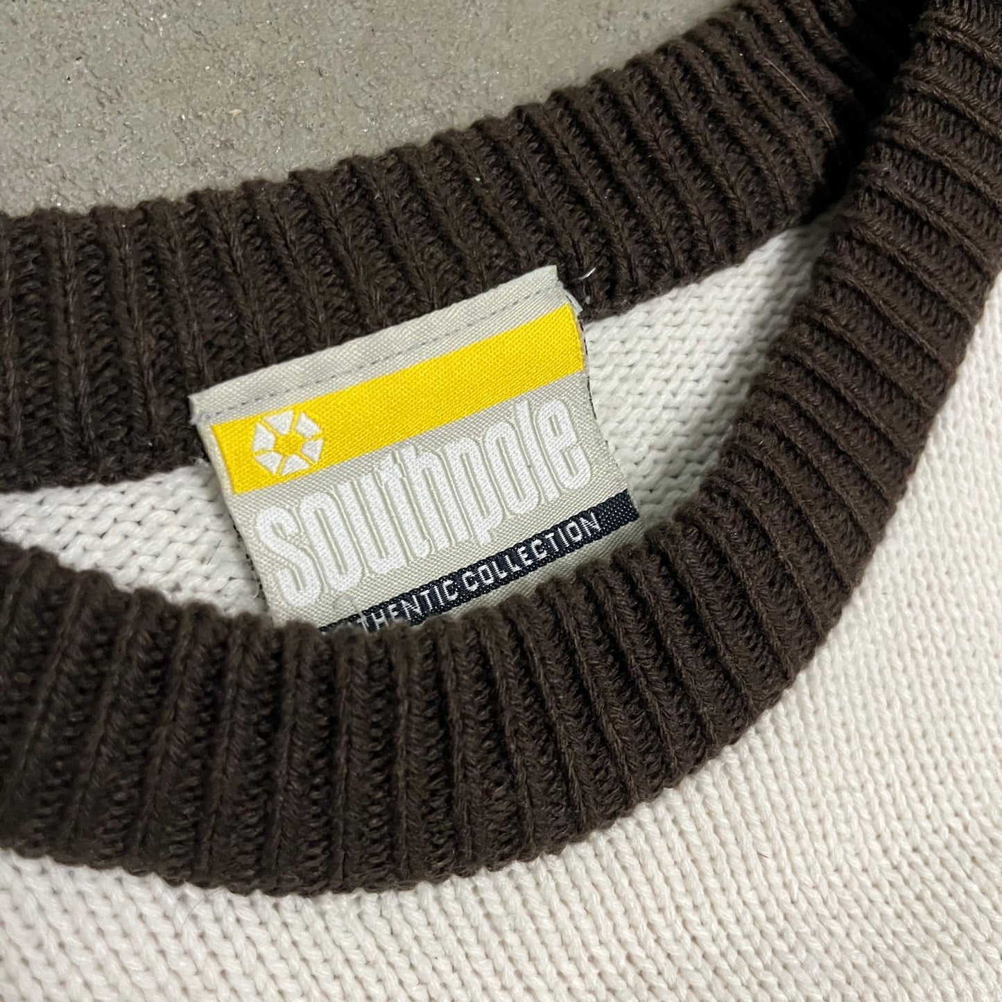 Vintage Y2K Beige Southpole Knit Sweater - L