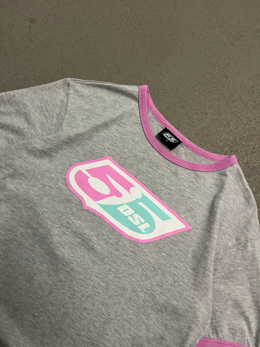 Vintage Y2K Grey Pink Diesel Tee - XS (W)