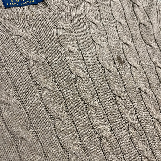 Brown Ralph Lauren Cable Knit Sweater - L