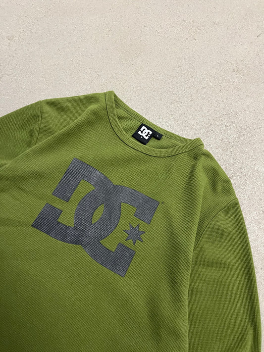 Vintage Y2K Green DC Wafffle Longsleeve - L