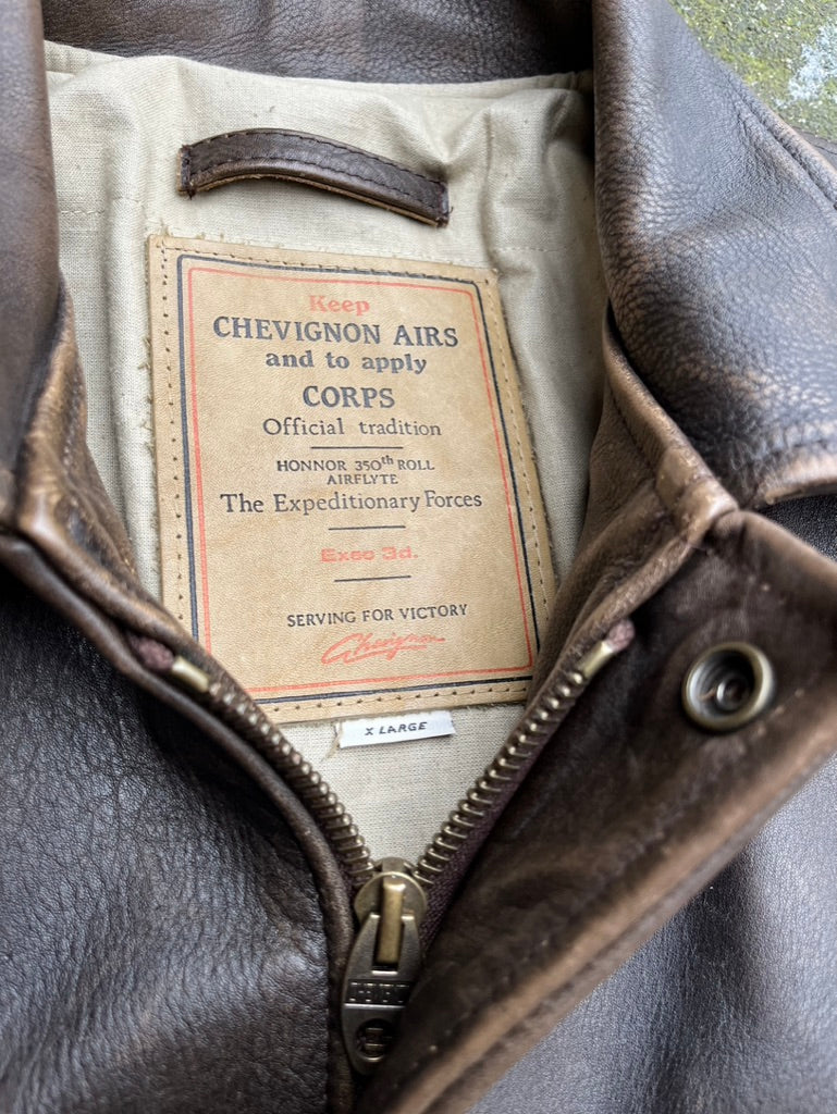Vintage Brown Faded Chevignon Leather Jacket - L