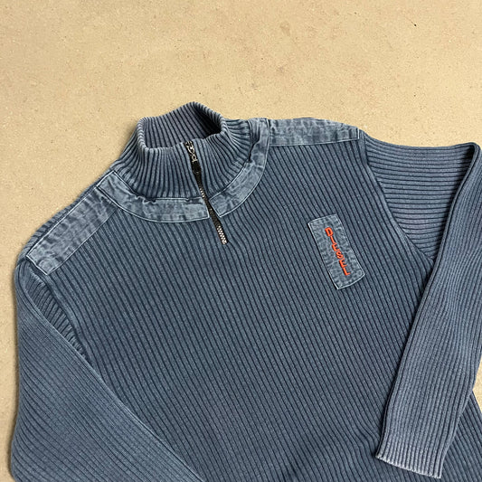 Vintage Y2K Blue Diesel Knit Zip Up - L