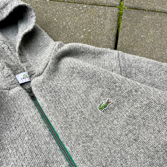 Vintage Grey Lacoste Knit Zip Hoodie - M
