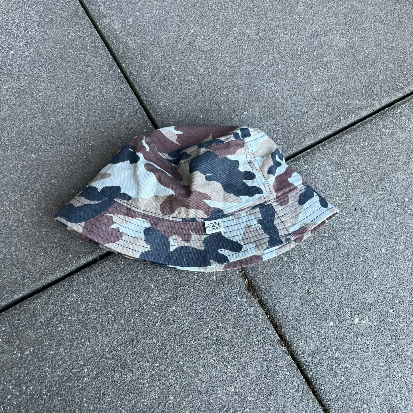 Vintage Y2K Brown Camo Von Dutch Bucket Hat