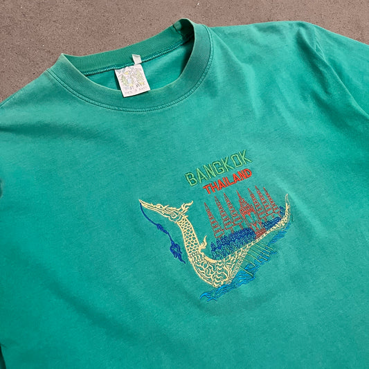 Vintage Green Bangkok Thailand Tourist Tee - M