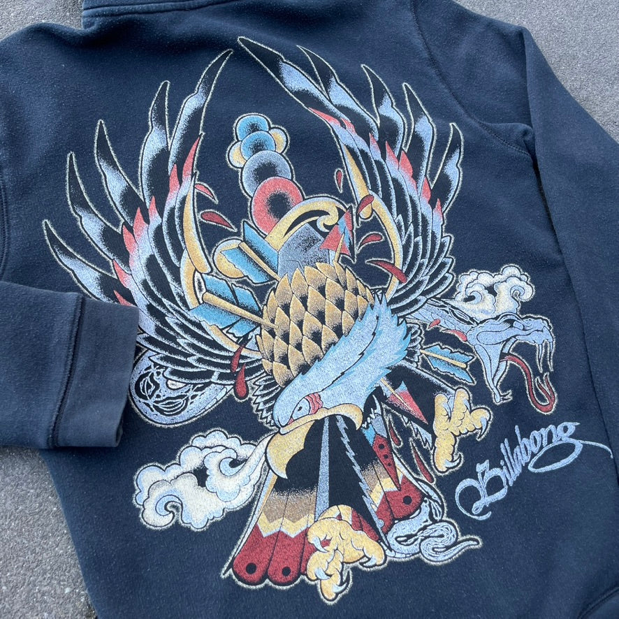 Vintage Black Billabong Zip Hoodie - M