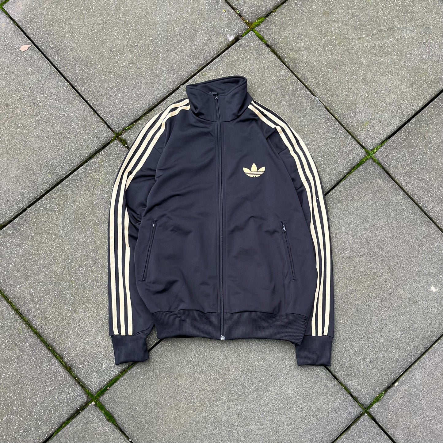 Vintage Black Gold Adidas Track Jacket - XL