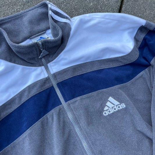 Vintage Grey Adidas Fleece Track Jacket - M