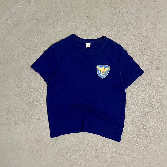 Vintage Blue Korean Police Tee - M