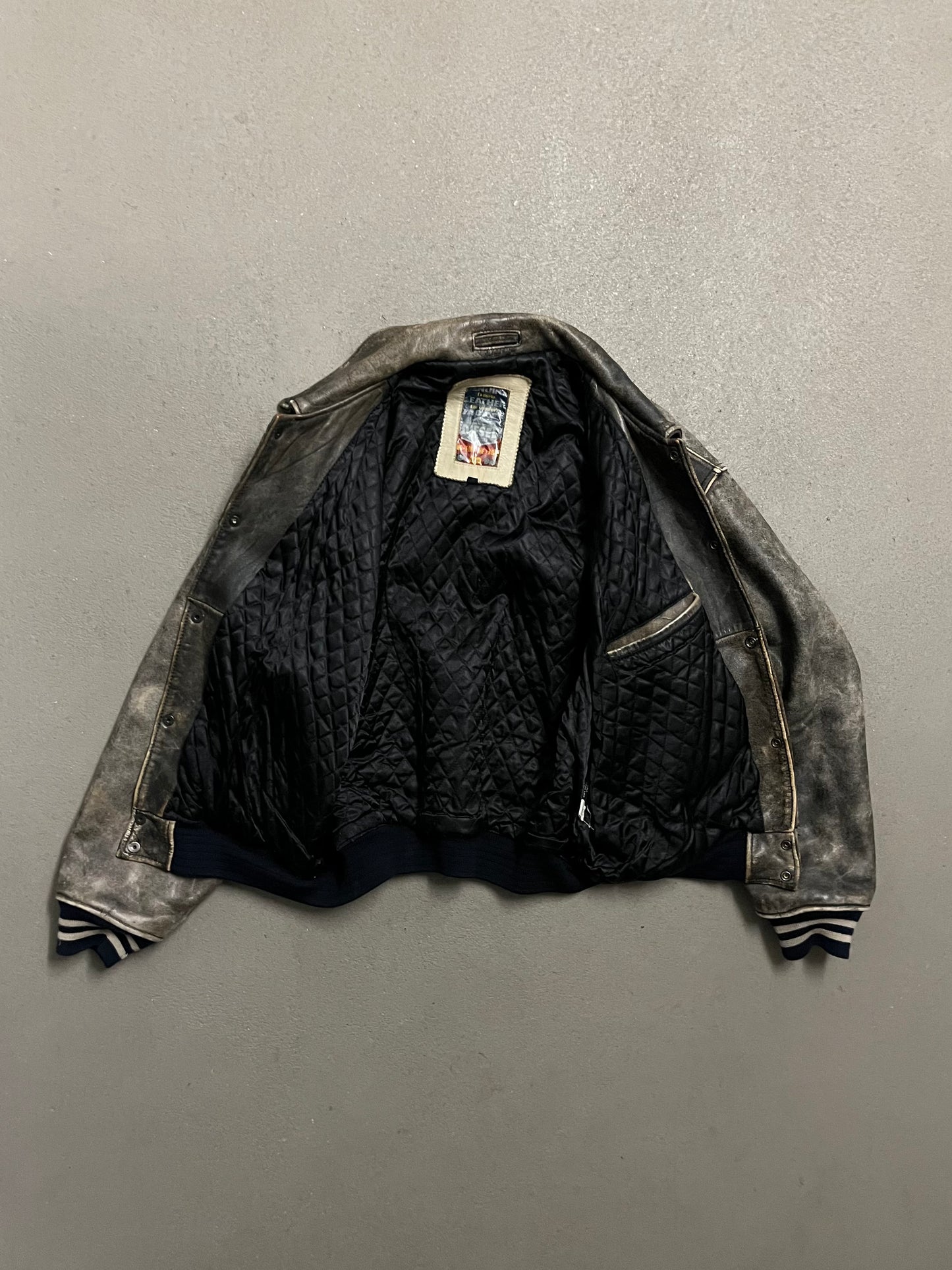 Vintage Brown Faded Diesel Leather Jacket - L