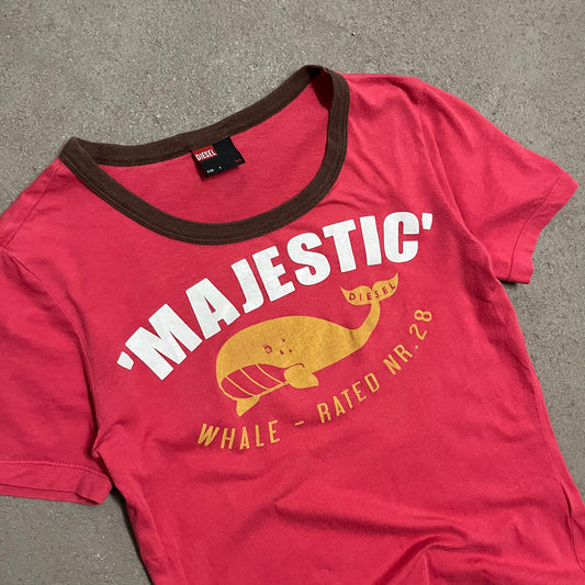 Vintage Y2K Pink Diesel Whale Baby Tee - S (W)