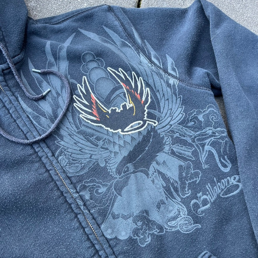 Vintage Black Billabong Zip Hoodie - M