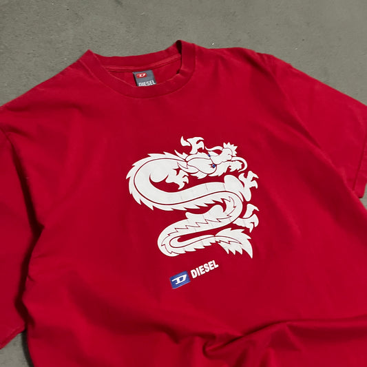 Vintage Y2K Red Diesel Dragon Tee - L