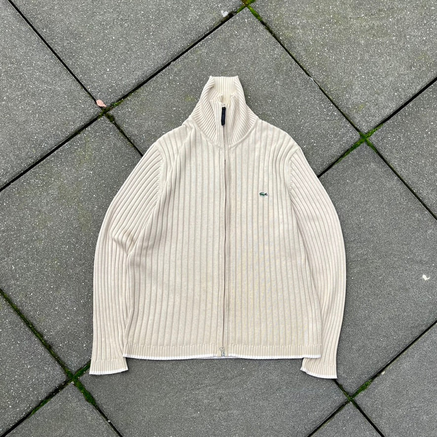 Vintage Creme Lacoste Knit Zip Up - M