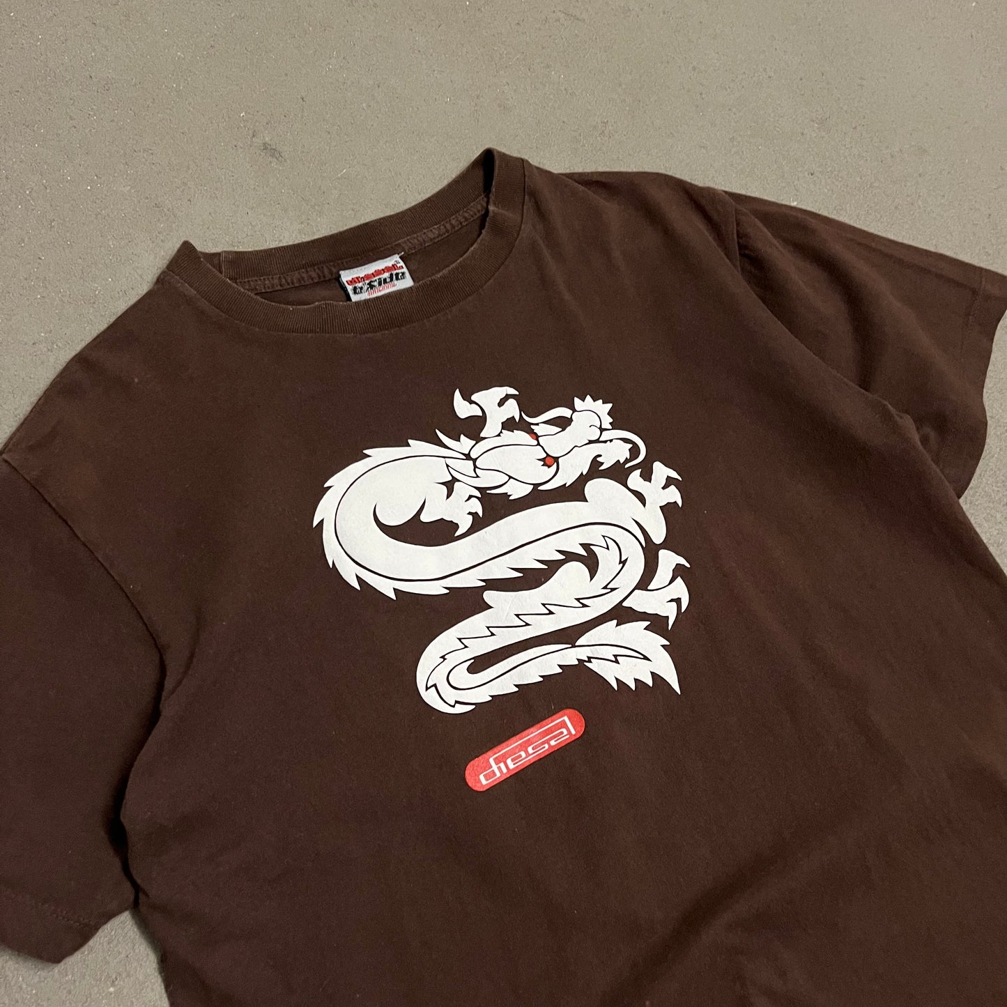 Vintage Y2K Brown Diesel Dragon Tee - L (W)