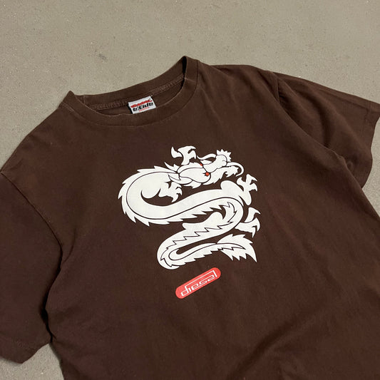 Vintage Y2K Brown Diesel Dragon Tee - L (W)