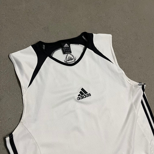 Vintage 2004 White Black Adidas Tank Top - L