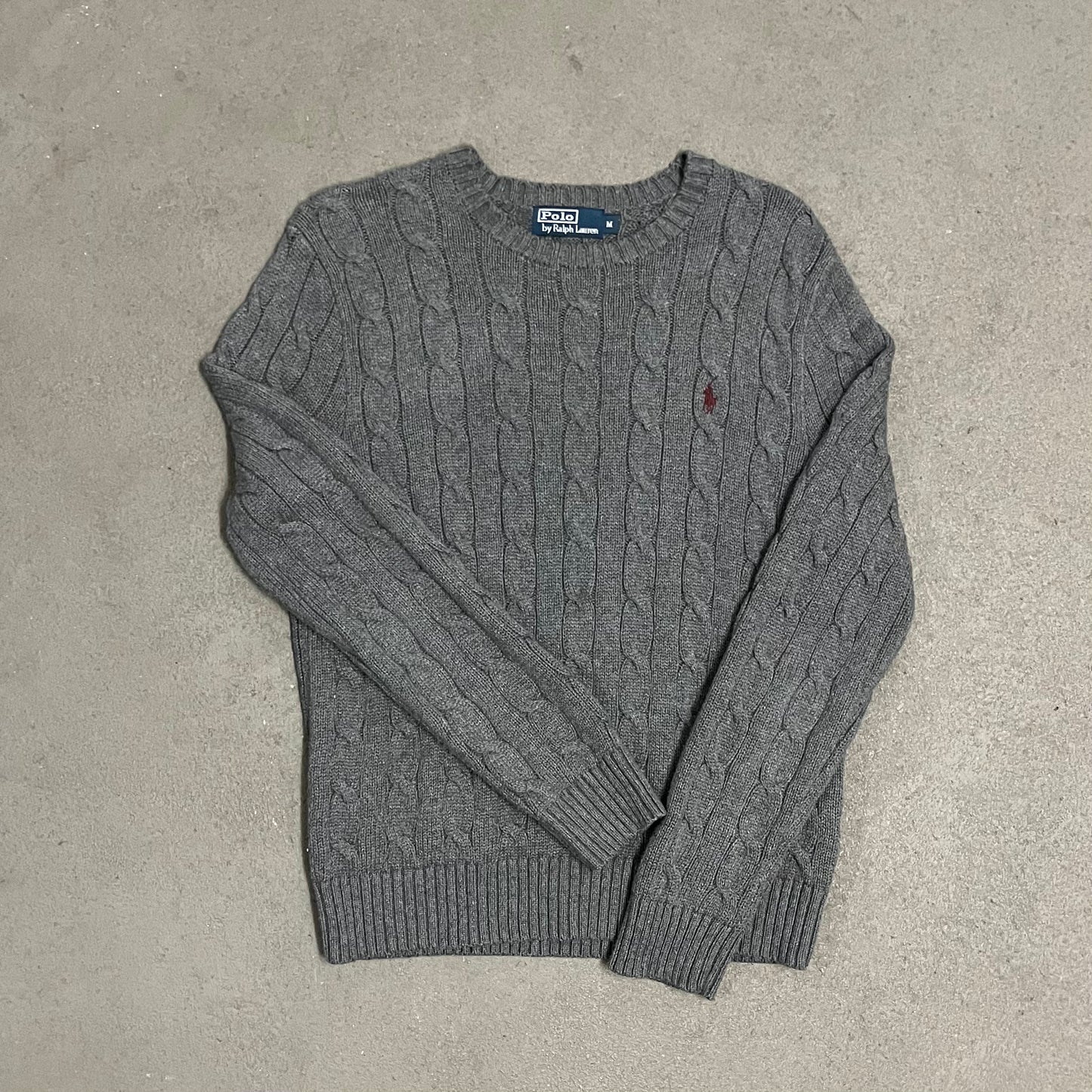 Grey Ralph Lauren Cable Knit Sweater - M