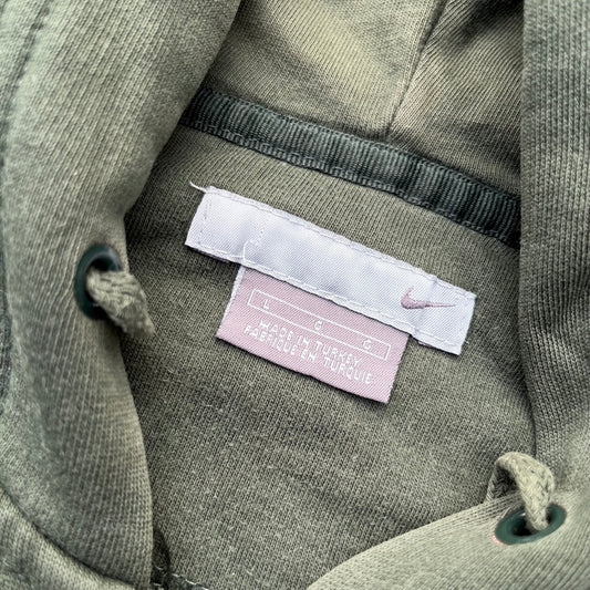 Vintage Green Faded Nike Zip Hoodie - L