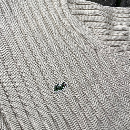 Vintage Creme Lacoste Knit Zip Up - M