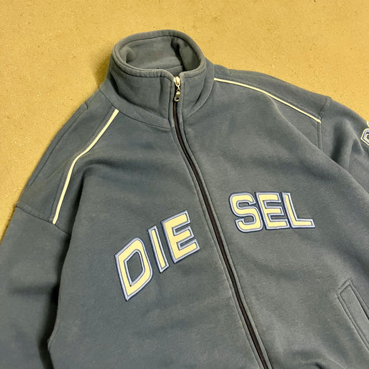 Vintage Y2K Blue Diesel Spellout Zip Up - L