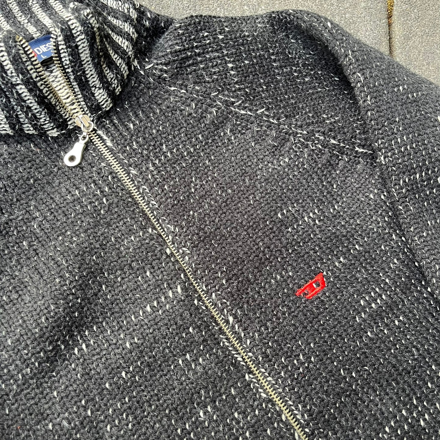 Vintage Black Diesel Knit Zip Up - L