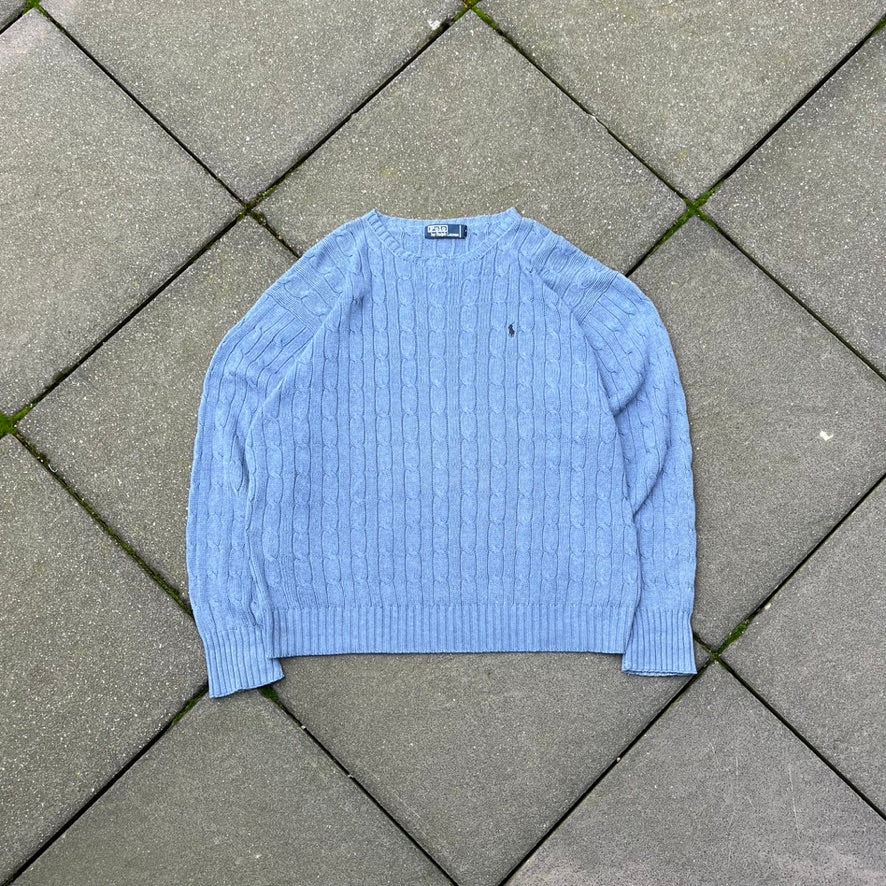 Blue Polo Ralph Lauren Cable Knit Sweater - L