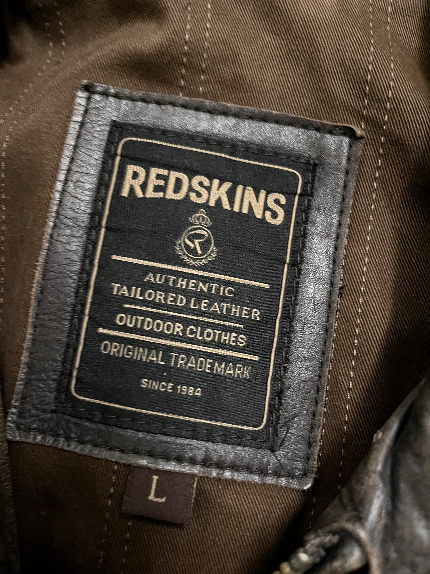 Vintage Brown Faded Redskins Leather Jacket - L