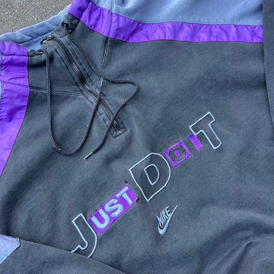 Vintage Purple Nike Half Zip Hoodie - L