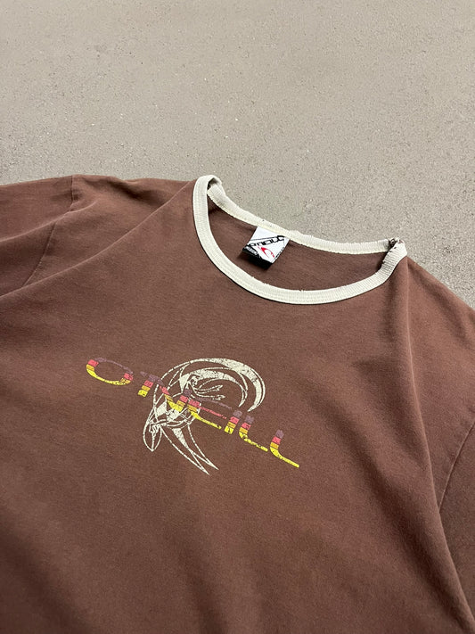 Vintage 90s Brown Distressed O'Neill Ringer Tee - L