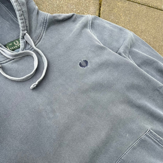 Vintage Grey Faded Fred Perry Hoodie - L