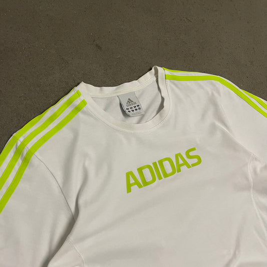 Vintage Y2K White Green Adidas Tee - M